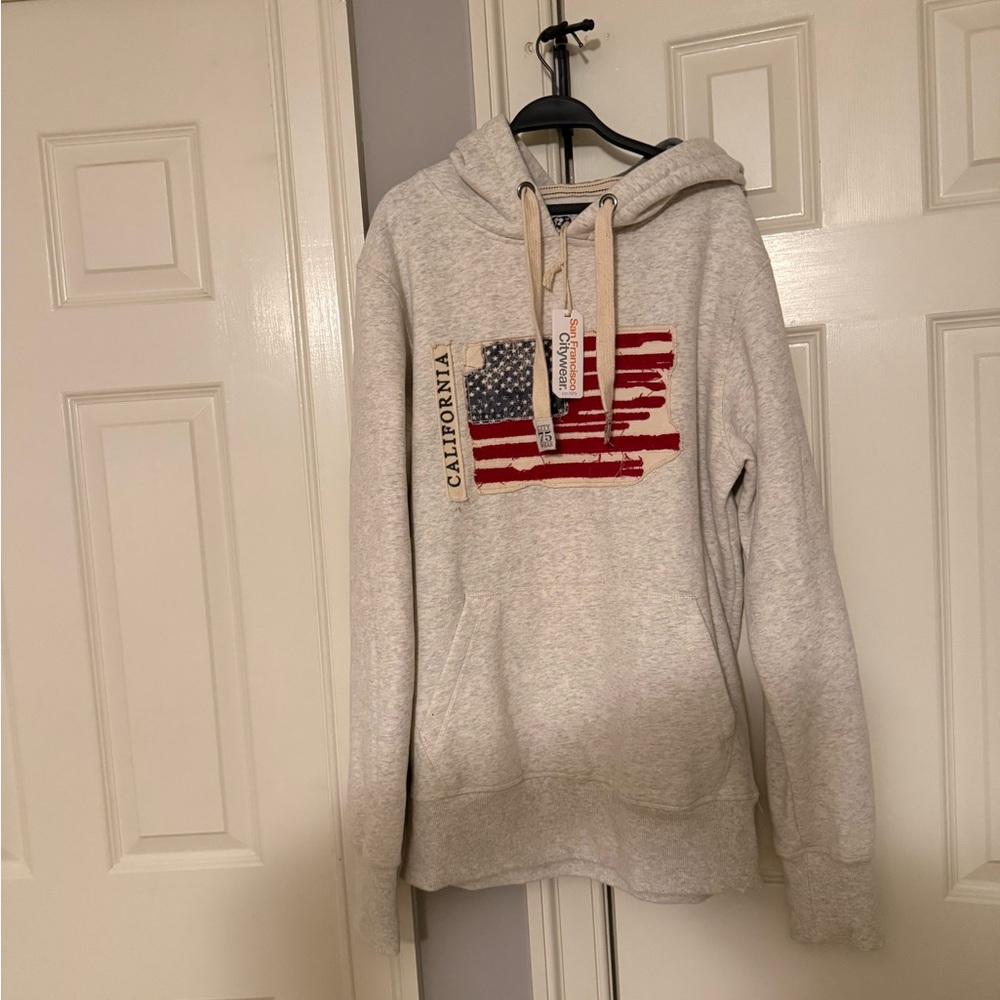 California Gray Hoodie with Flag Design